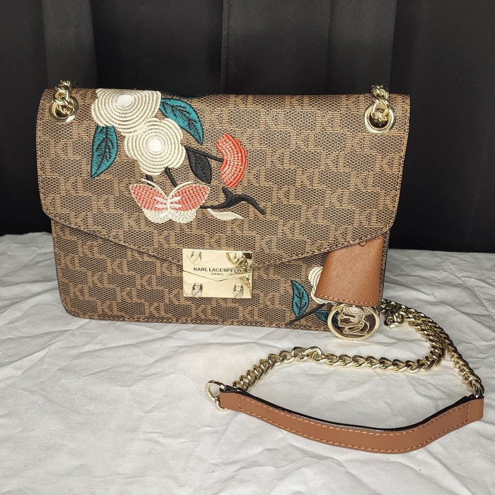 Karl Lagerfeld Embroidered Crossbody Purse-LIKE NEW
